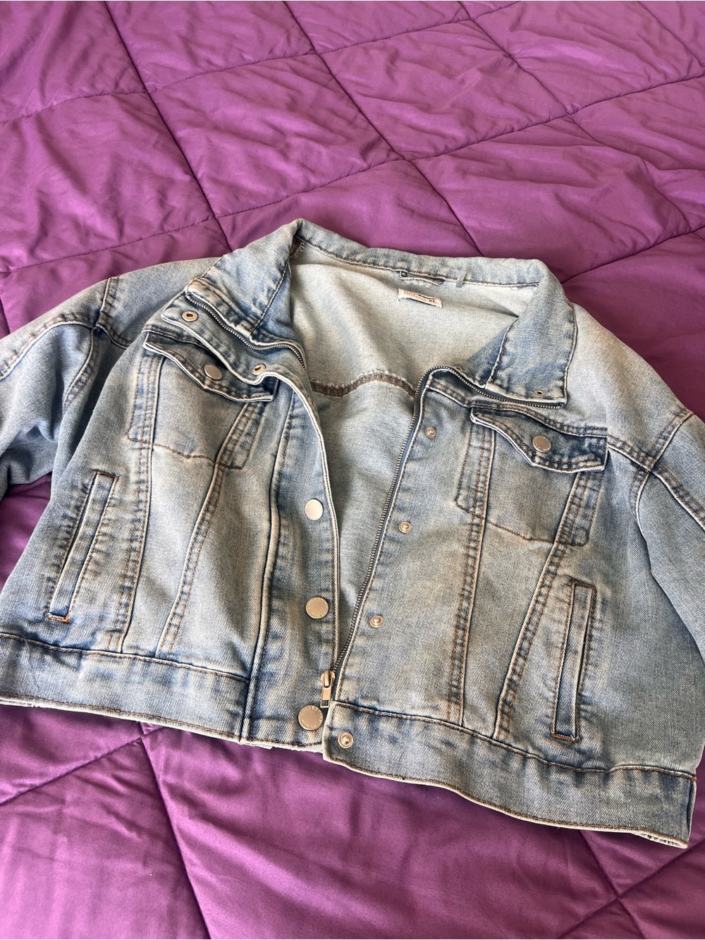 Light Wash Denim Jacket for Kids - Casual Cropped Style